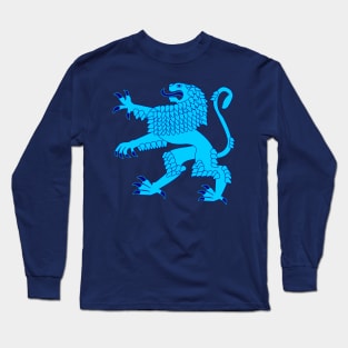 Heraldic Rampant Lion (Azure Blue) Long Sleeve T-Shirt